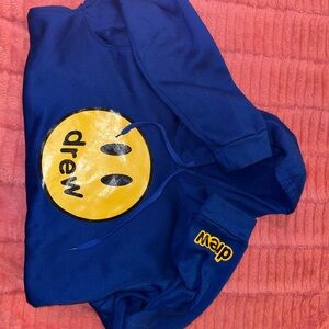 Knock off Drew Blue Hoodie with Yellow Smiley